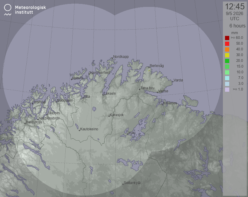MET Radar akkumulert nedbør for Norge