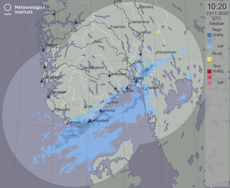 Radar: southeastern norway